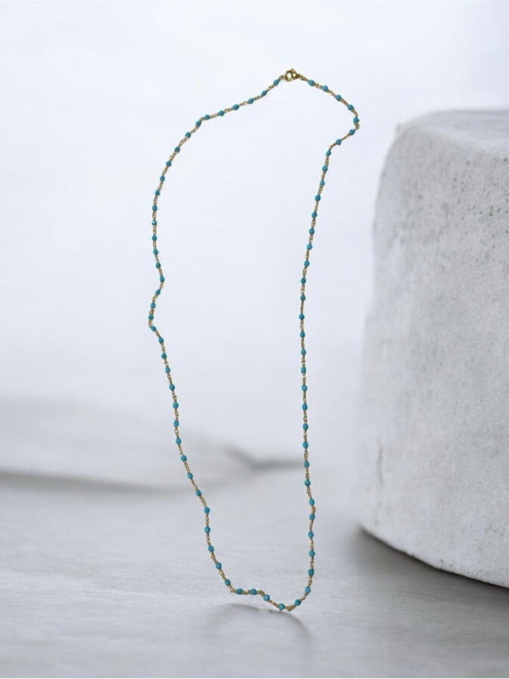Adina Eden Turquoise Beaded Gold-Accented Necklace